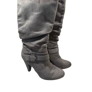 APT‎ 9 Womens Gray Suede Slouchy Buckle Heeled Booties Size 8.5M